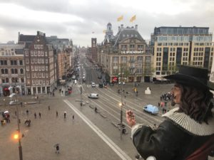 Madame Tussauda museum Amsterdam, panoramice view over the Dam square
