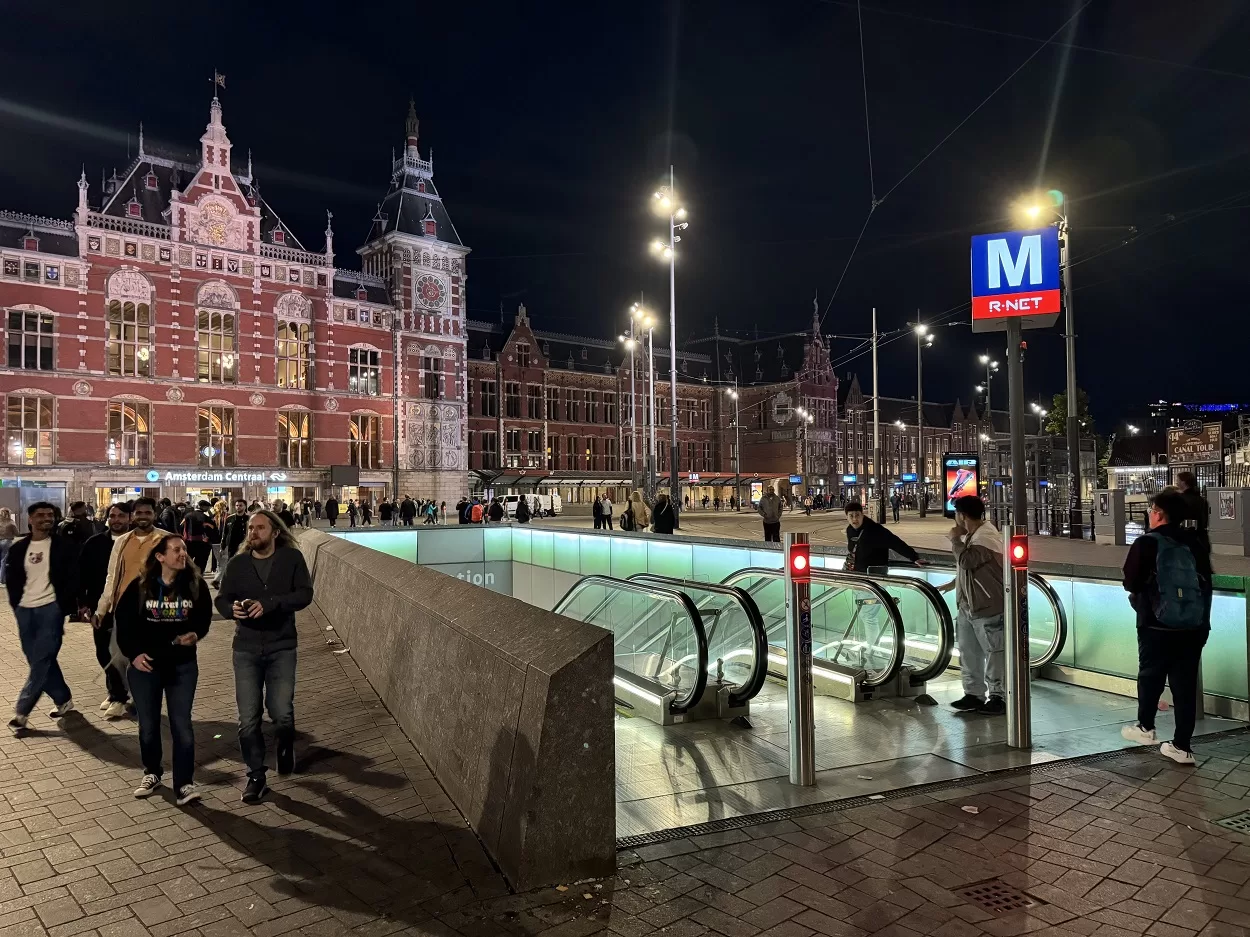 Amsterdam public transport at night