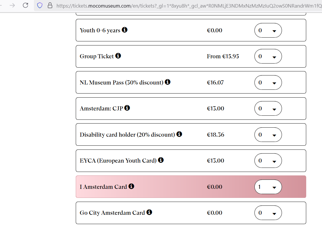 Book Moco museum timeslot with I amsterdam city card