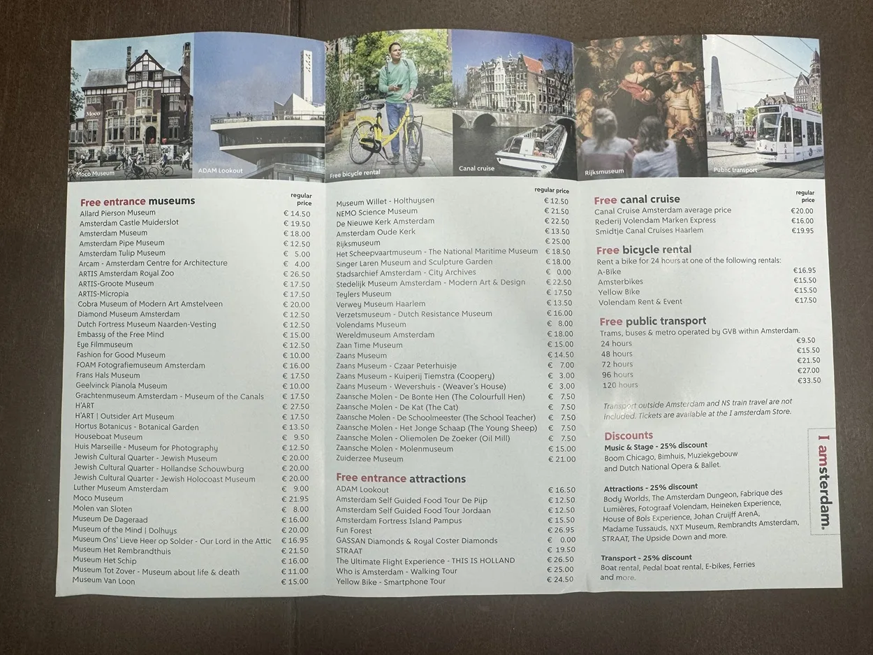 I amsterdam City Card included museums with prices