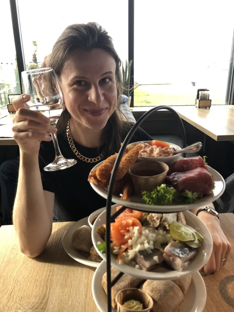 Anastasia Dudina at Kop van de Haven fish restaurant in IJmuiden